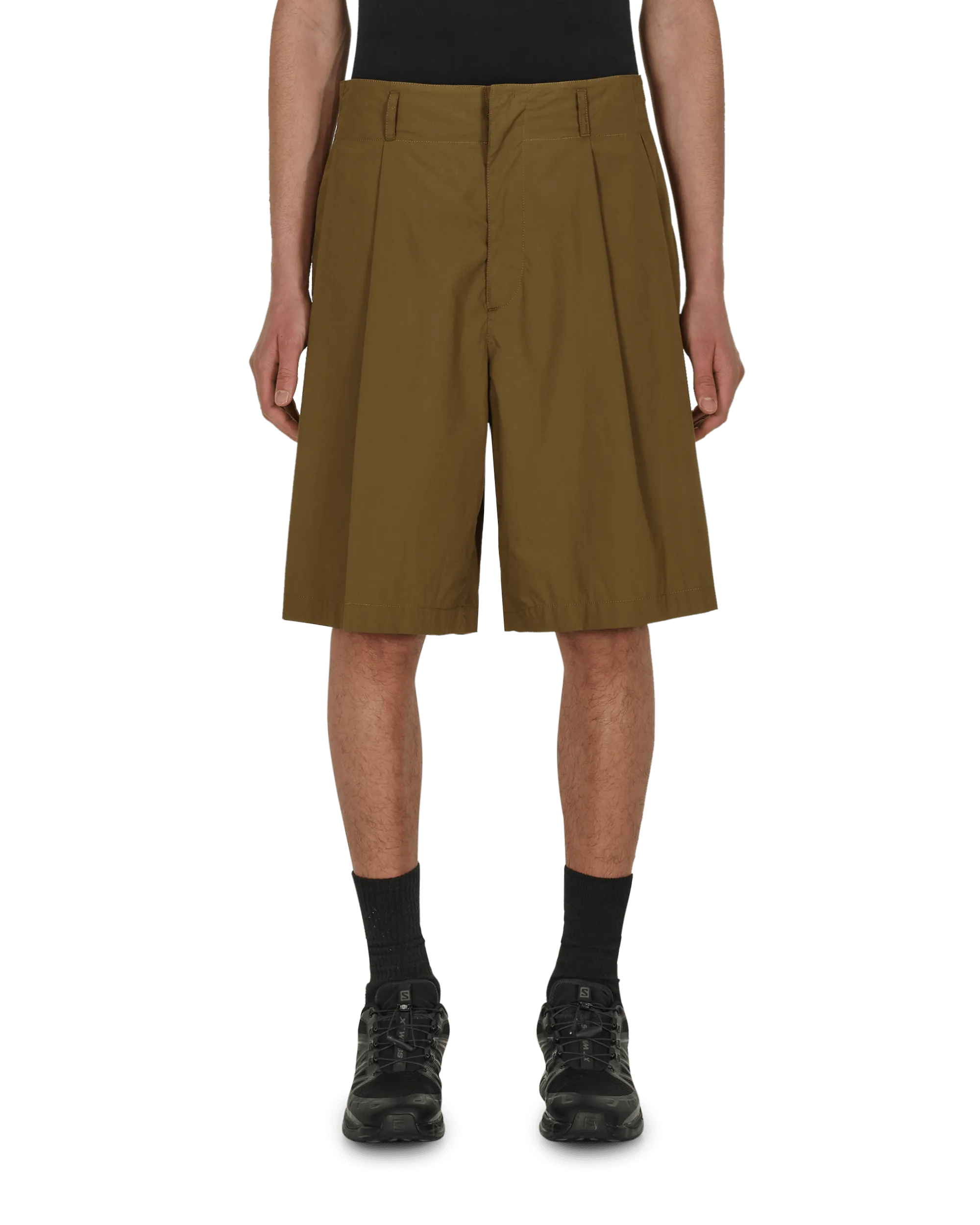 2 Moncler 1952 Cotton Poplin Shorts Green