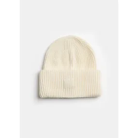 Adult Mad Hatter Ribbed Knit Beanie -Antique White