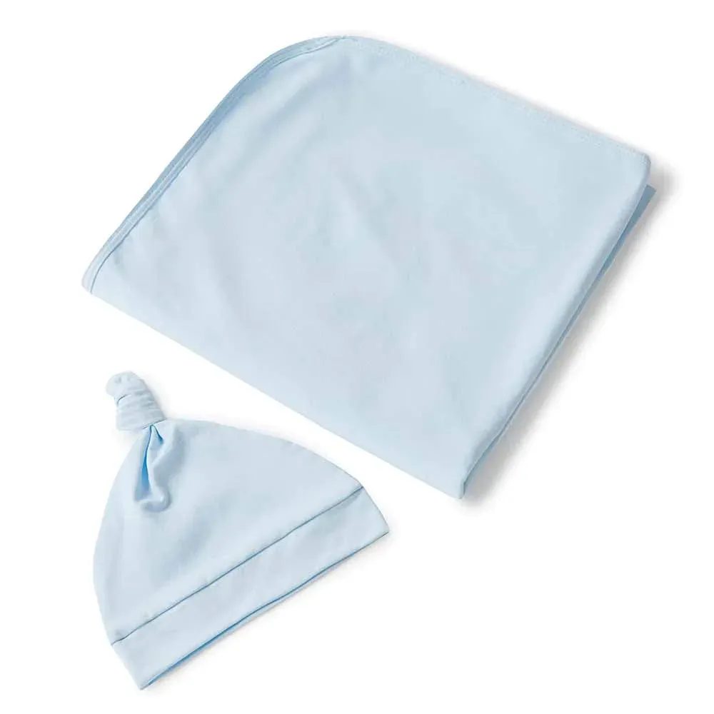 Baby Blue I Baby Jersey Wrap & Beanie Set