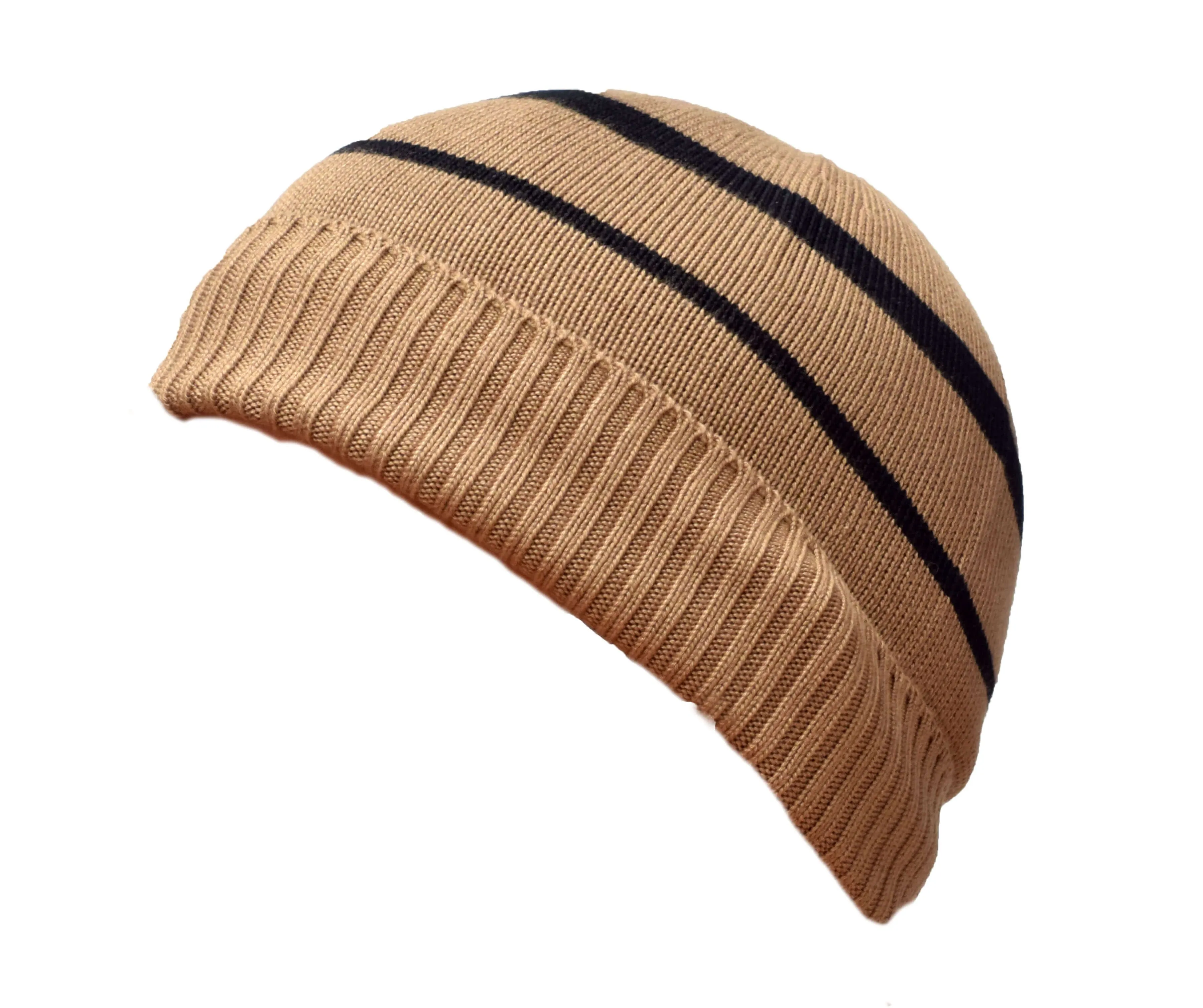 Bamboo Textiles Beanie - Tan and Black