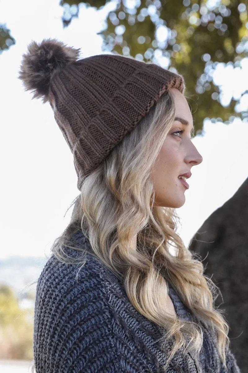 Basic Ribbed Pom Beanie