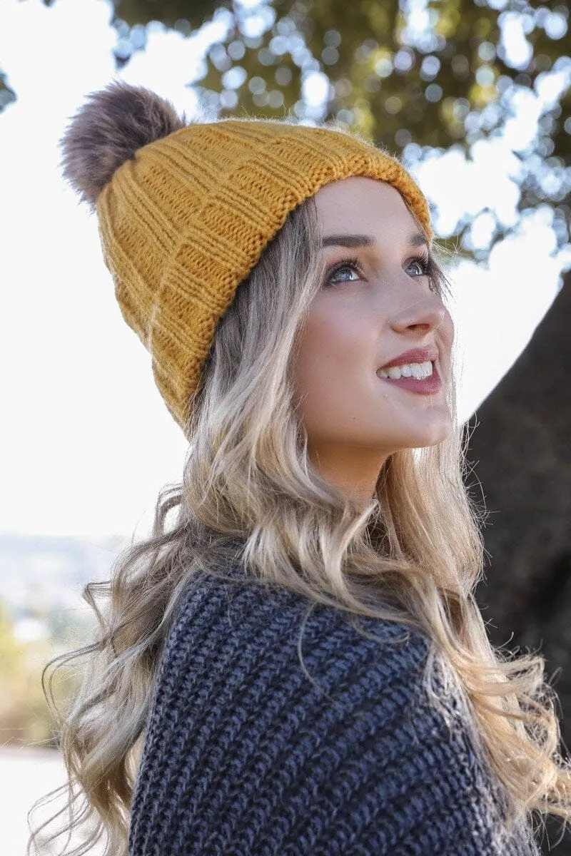 Basic Ribbed Pom Beanie