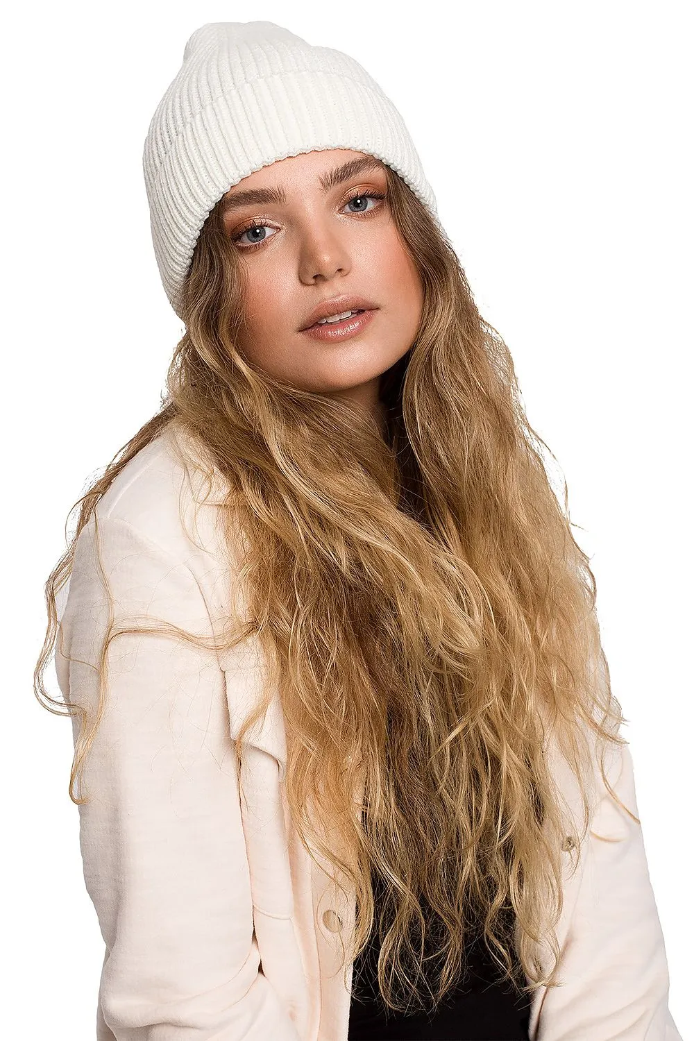 BE Knit White Beanie