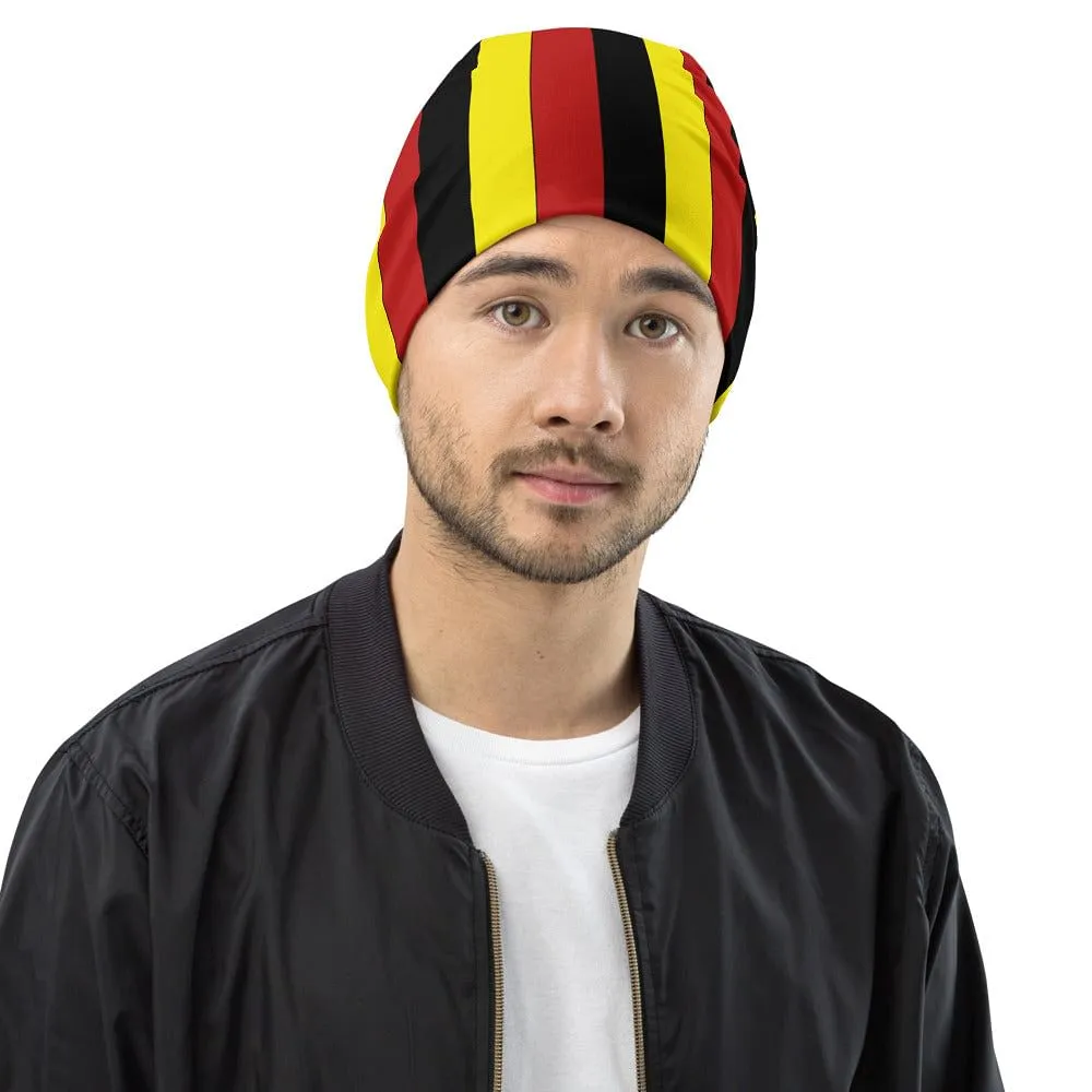 Belgian Flag Colors Beanie / Striped Beanie Black Yellow Red