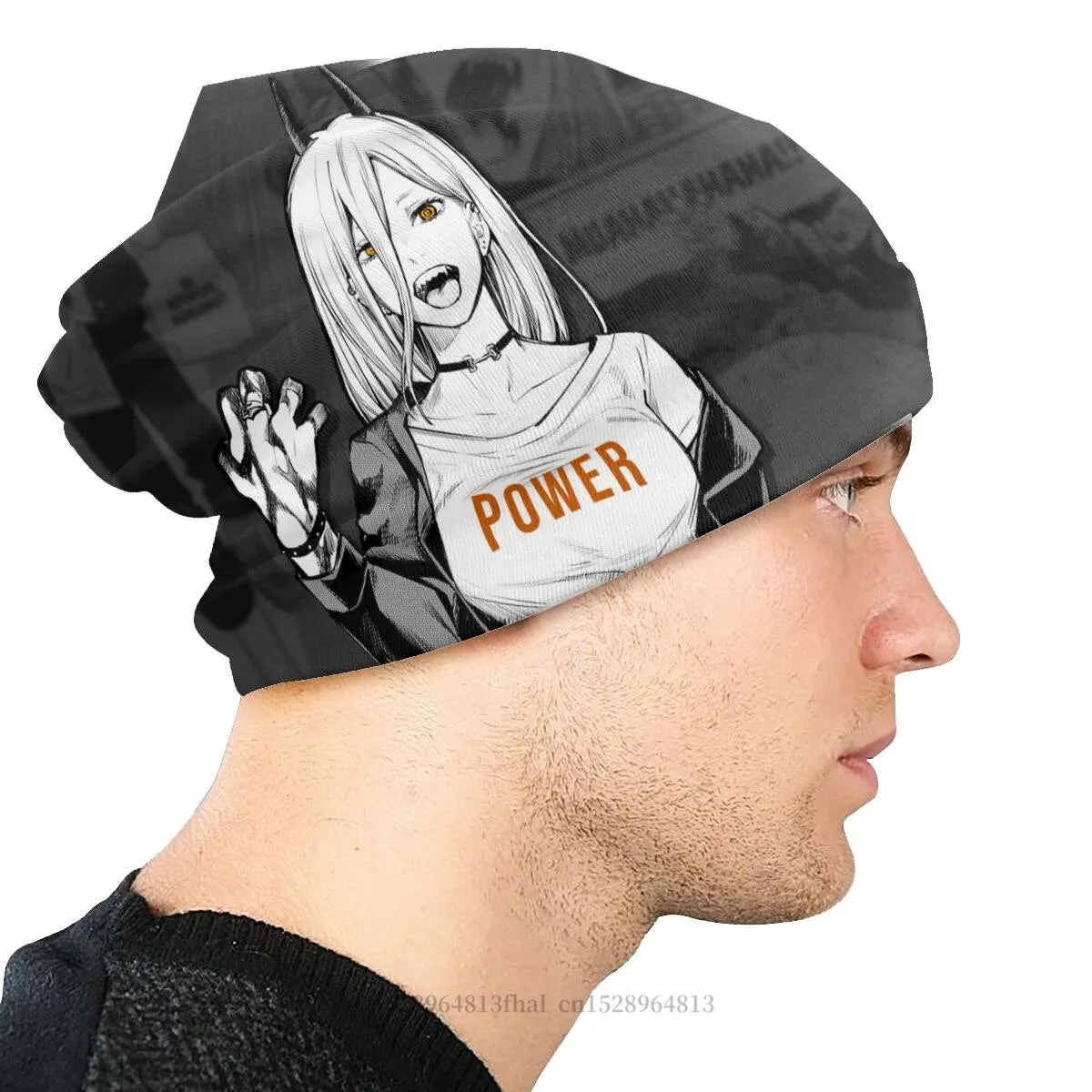 Best Cutes Power Anime Manga Cut Skullies Beanies Caps Chainsaw Man Thin Hat Autumn Spring Bonnet