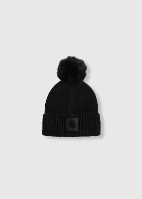 Black Logo Beanie Pom