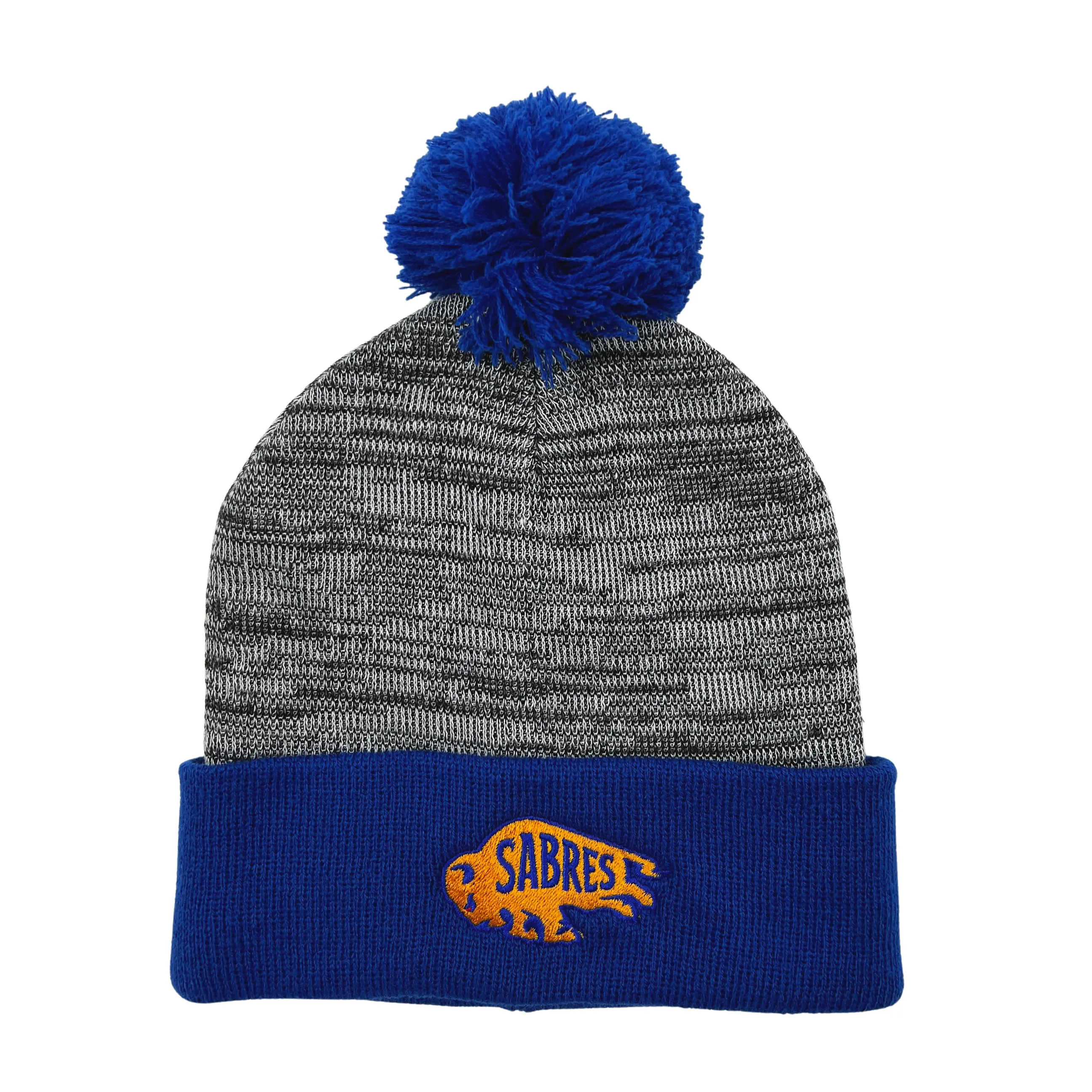 Buffalo Sabres Royal Blue & Gray Pom Pom Beanie