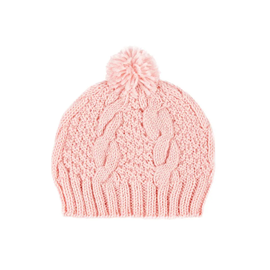 Cable Knit Beanie, Pink