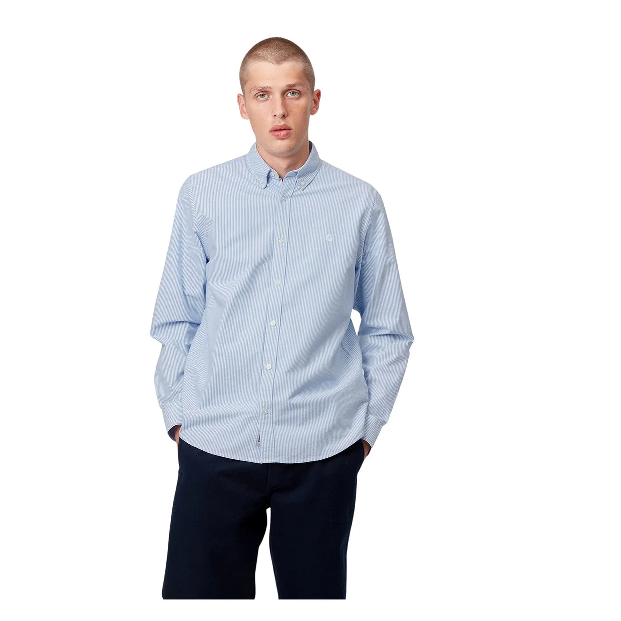 Camicia Carhartt WIP  L/S Duffield Shirt Azzurro / Bianco