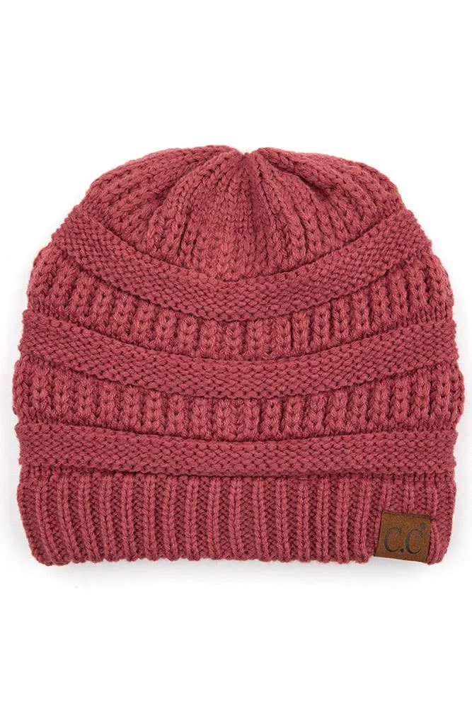 C.C Ribbed Kit Solid Color Beanie