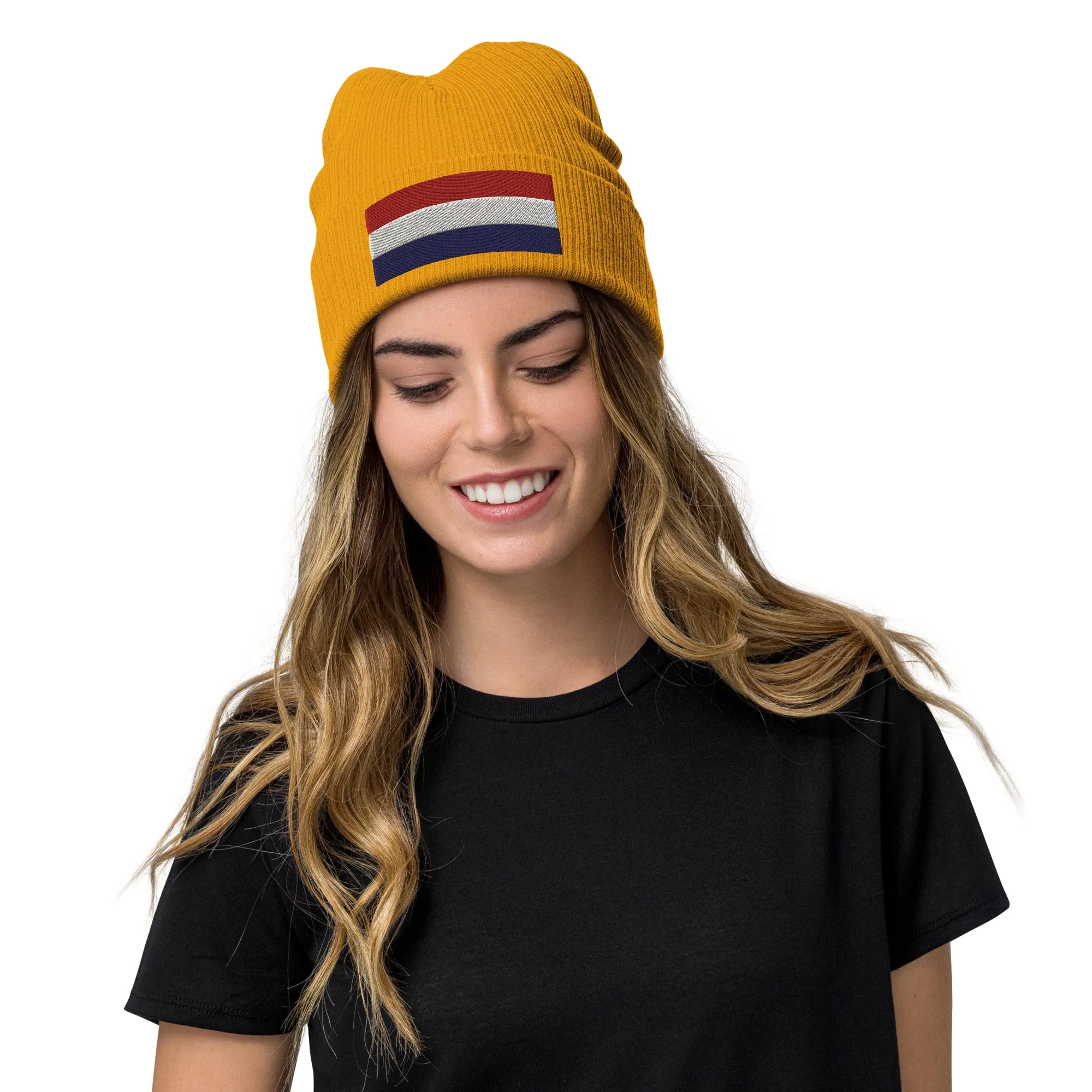 Colours Of The Netherlands Flag Beanie / Premium Quality Beanie With Embroidered Flag Of The Netherlands