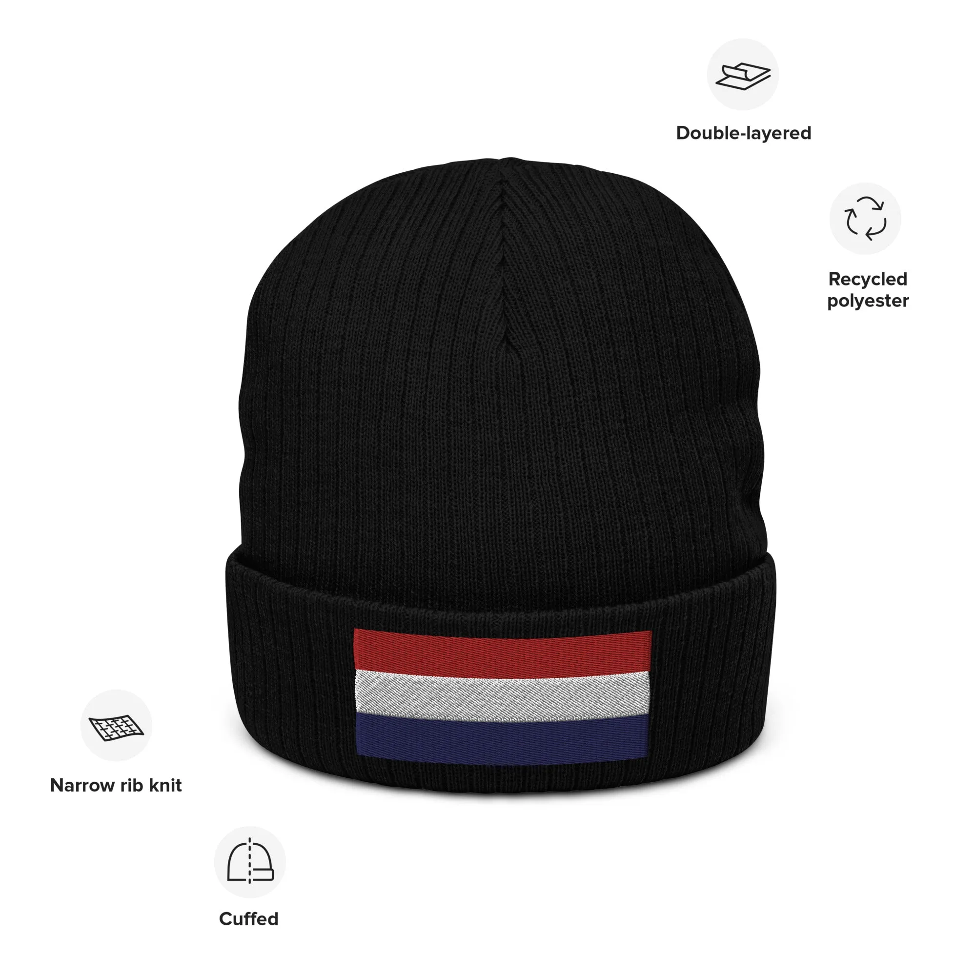 Colours Of The Netherlands Flag Beanie / Premium Quality Beanie With Embroidered Flag Of The Netherlands