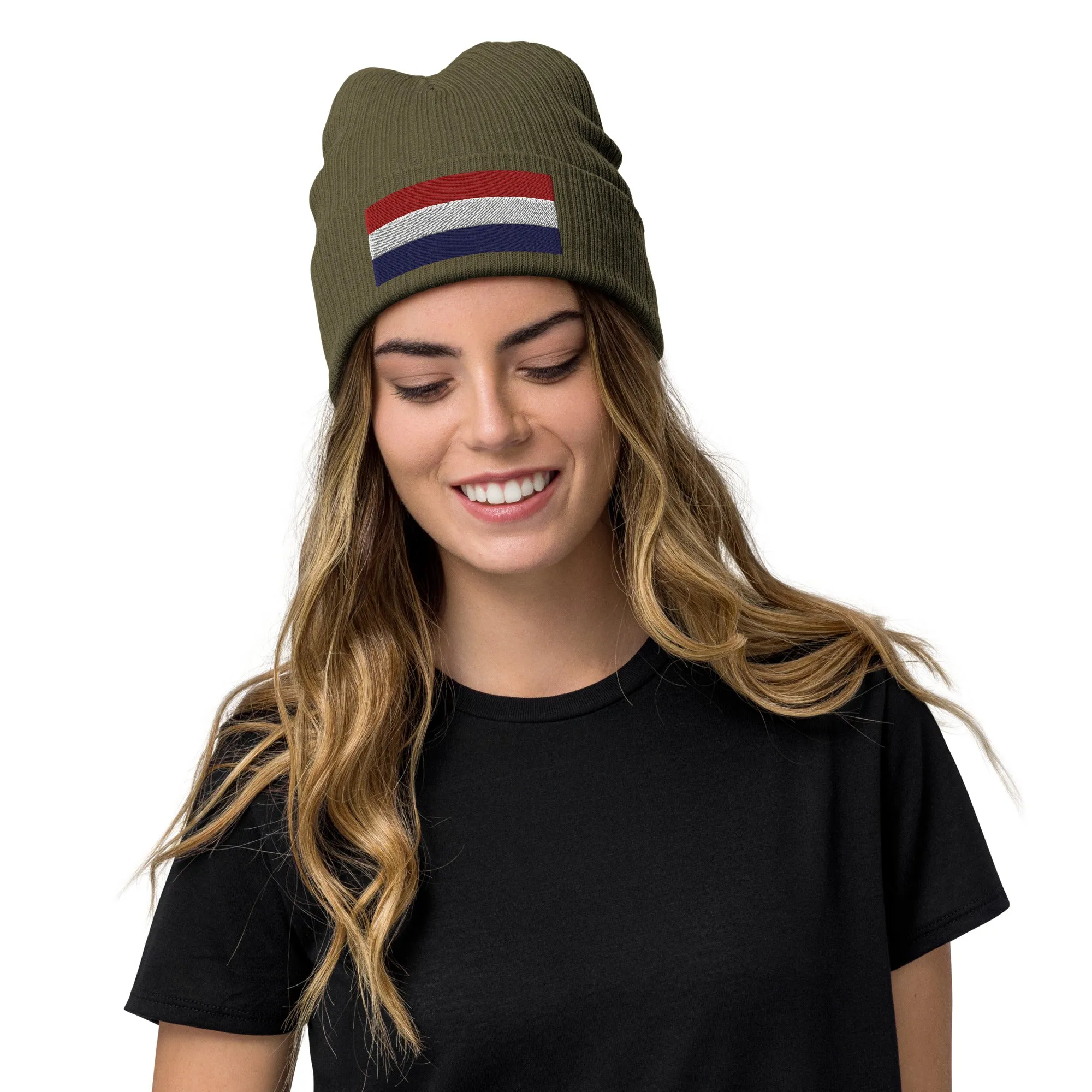 Colours Of The Netherlands Flag Beanie / Premium Quality Beanie With Embroidered Flag Of The Netherlands