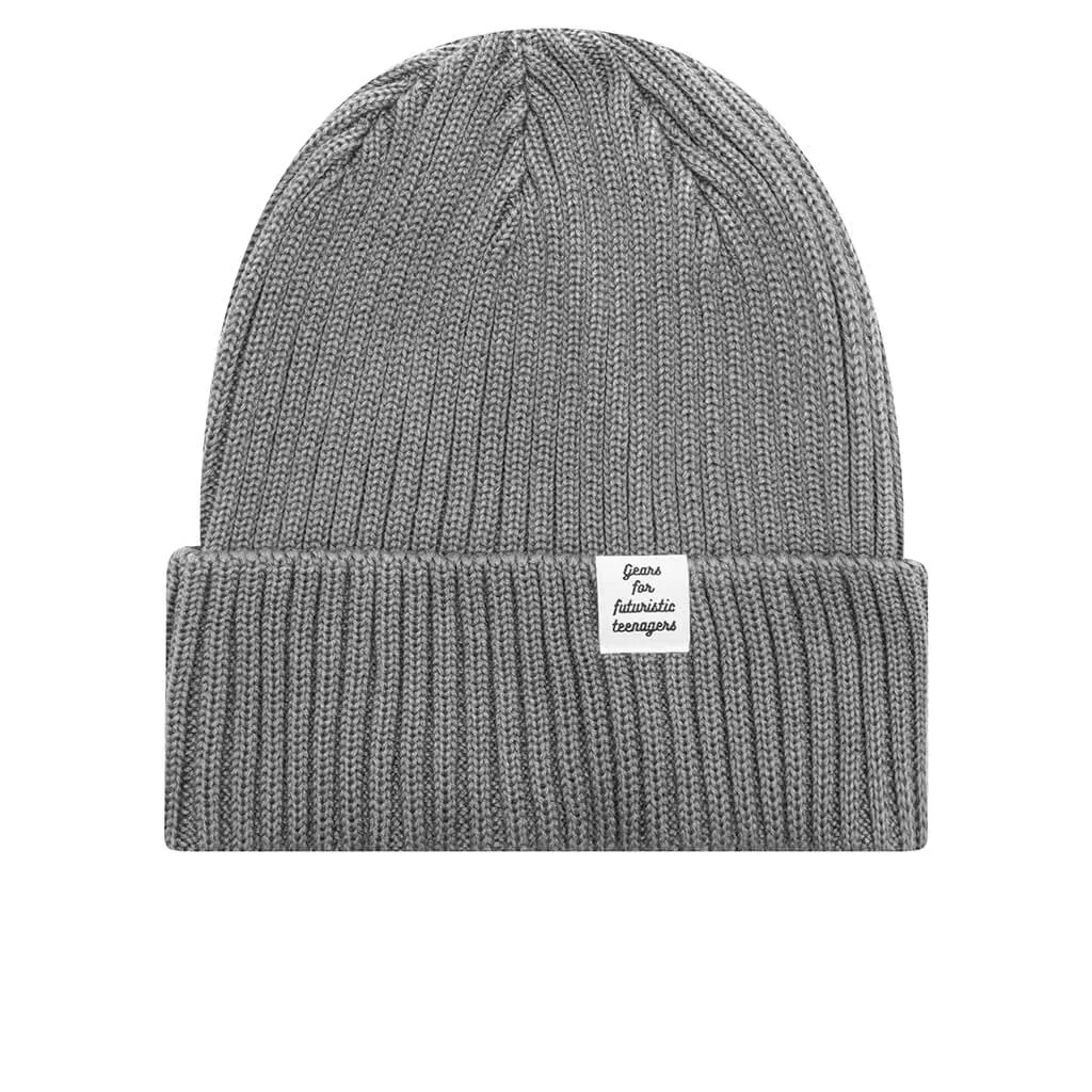 Cotton Rib Beanie - Grey