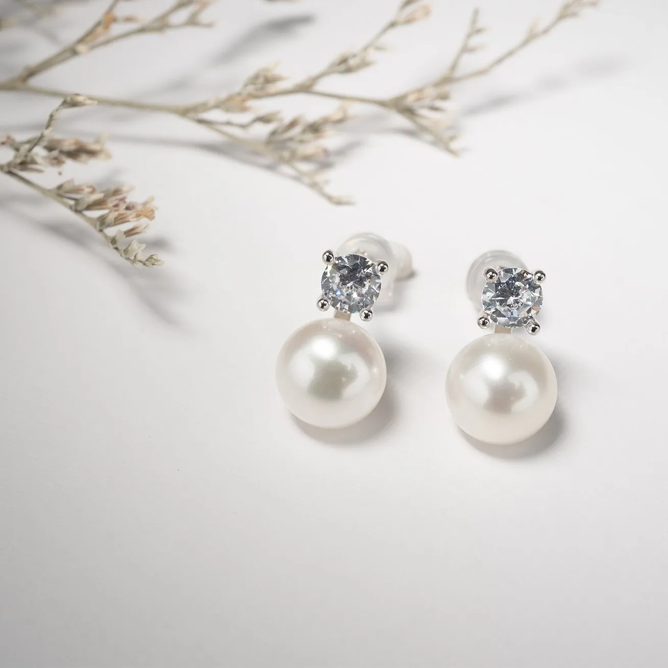 Elegant Freshwater Semi Round Pearl Earrings WE00017