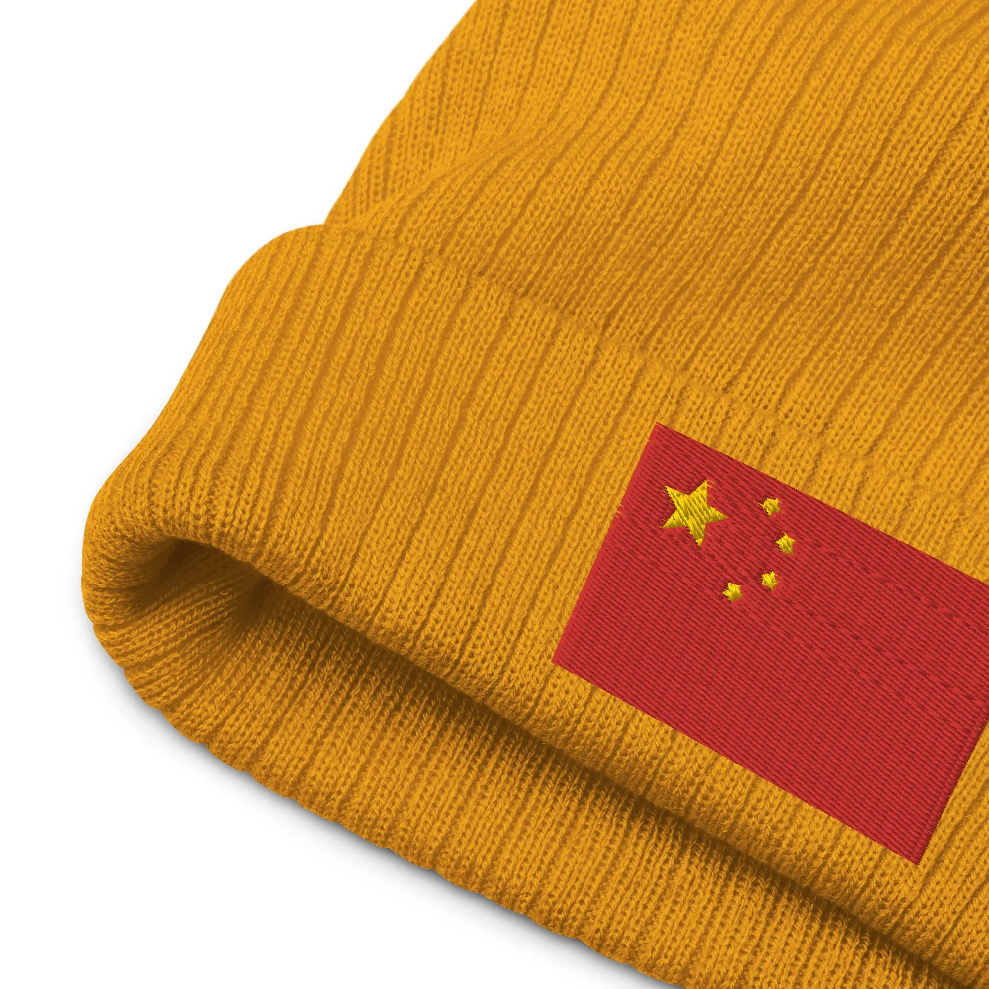 Embroidered Flag Beanie With China Flag / Premium Quality / Recycled Polyester / 8 Colors