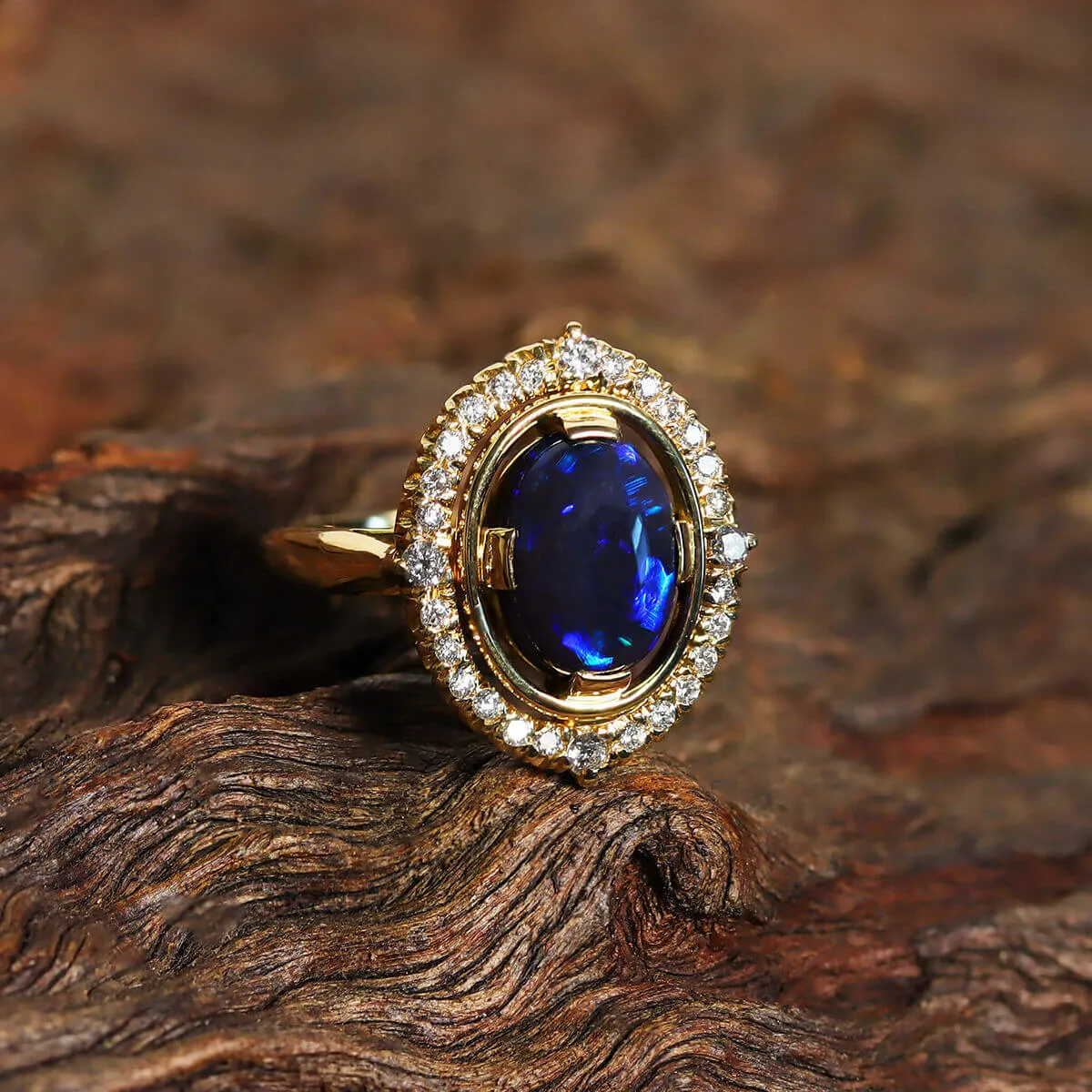 Fairy Princess Black Opal & Diamond Ring