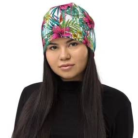 Floral Beanie / Double Layered / Polyester And Spandex