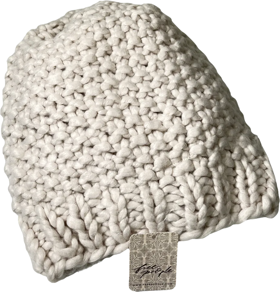 Free People Cream Ivory Boucle Knit Slouchy Fireside Beanie One Size