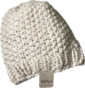 Free People Cream Ivory Boucle Knit Slouchy Fireside Beanie One Size