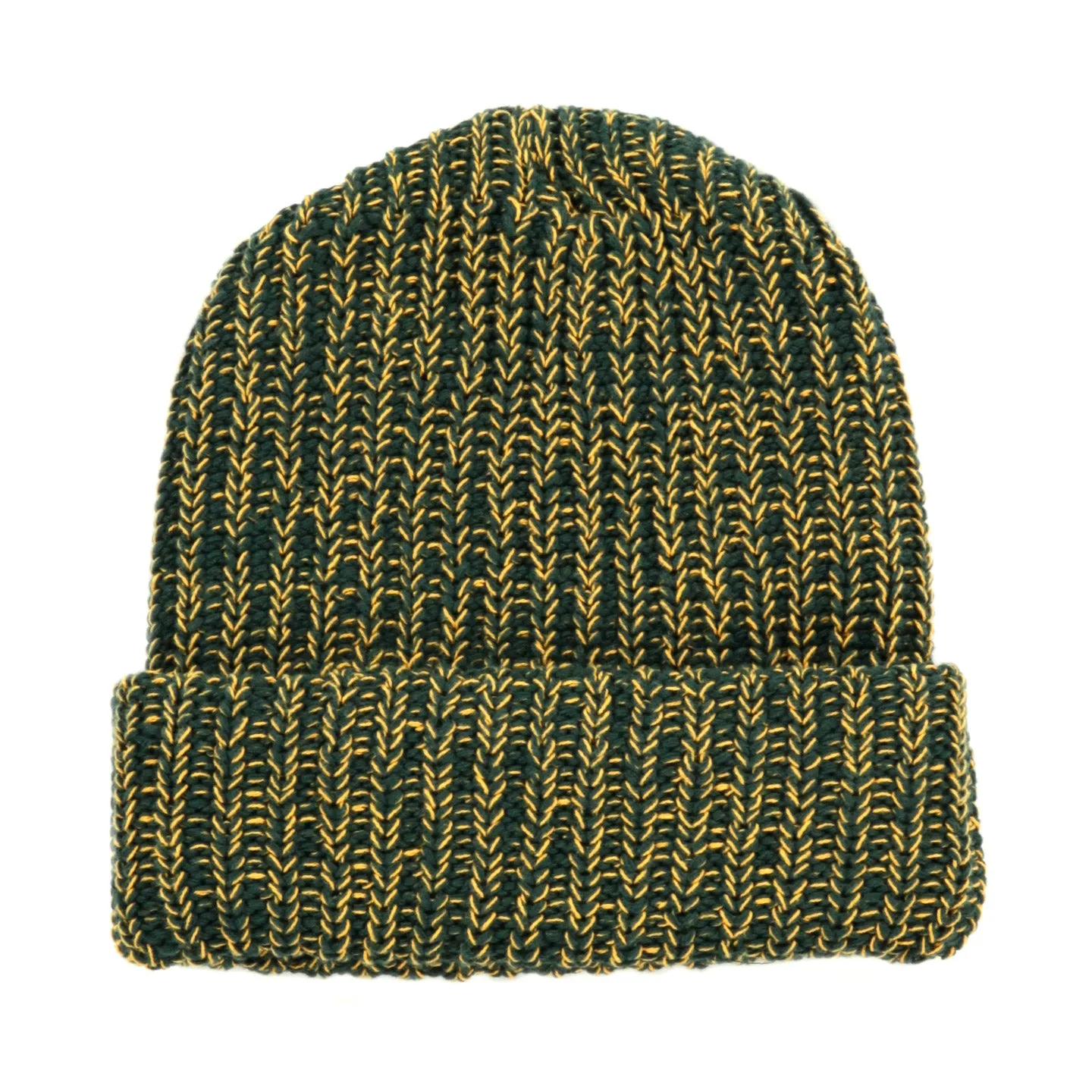 LITE YEAR 2 TONE COTTON BEANIE GREEN / YELLOW