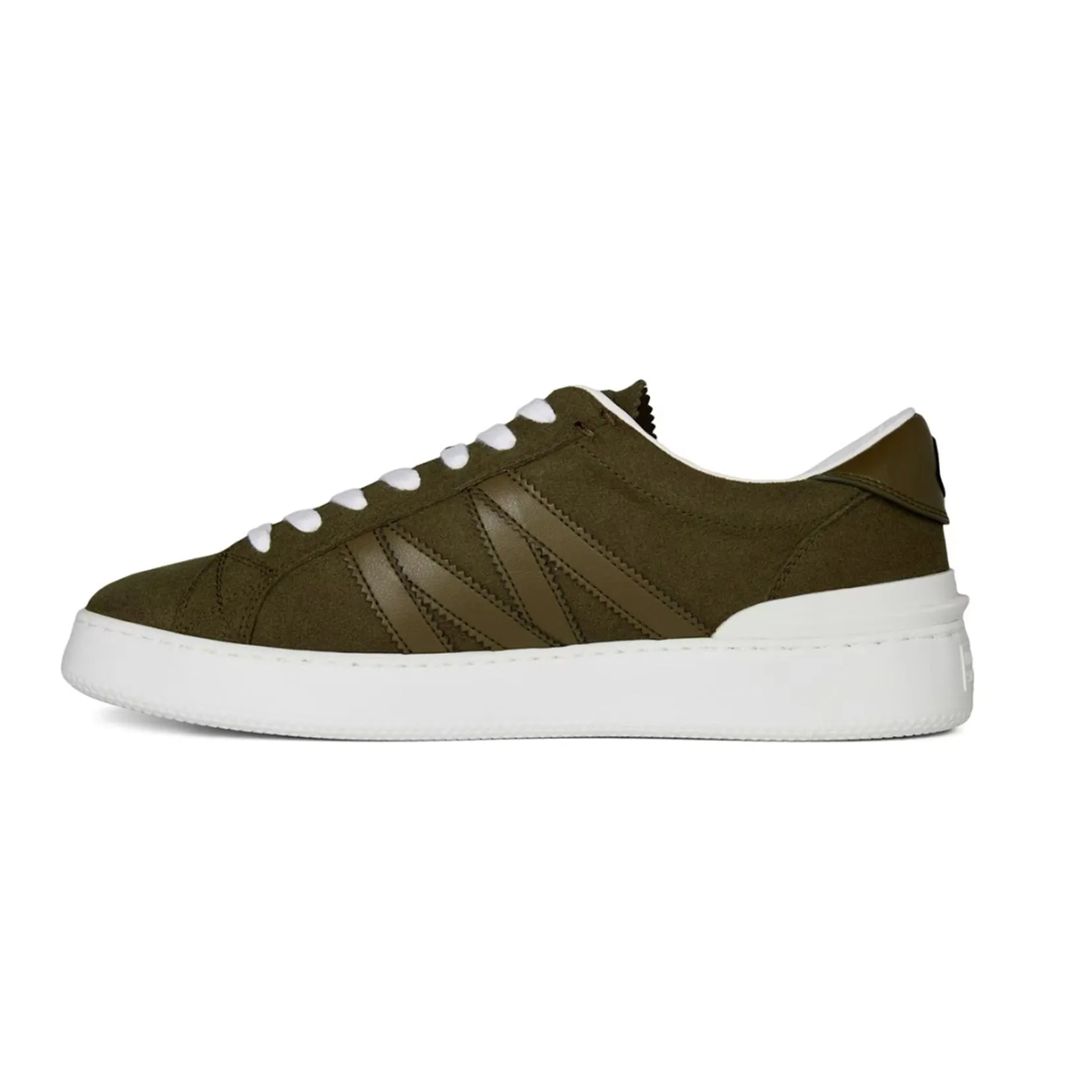 MONCLER MONACO SUEDE TRAINERS KHAKI / WHITE