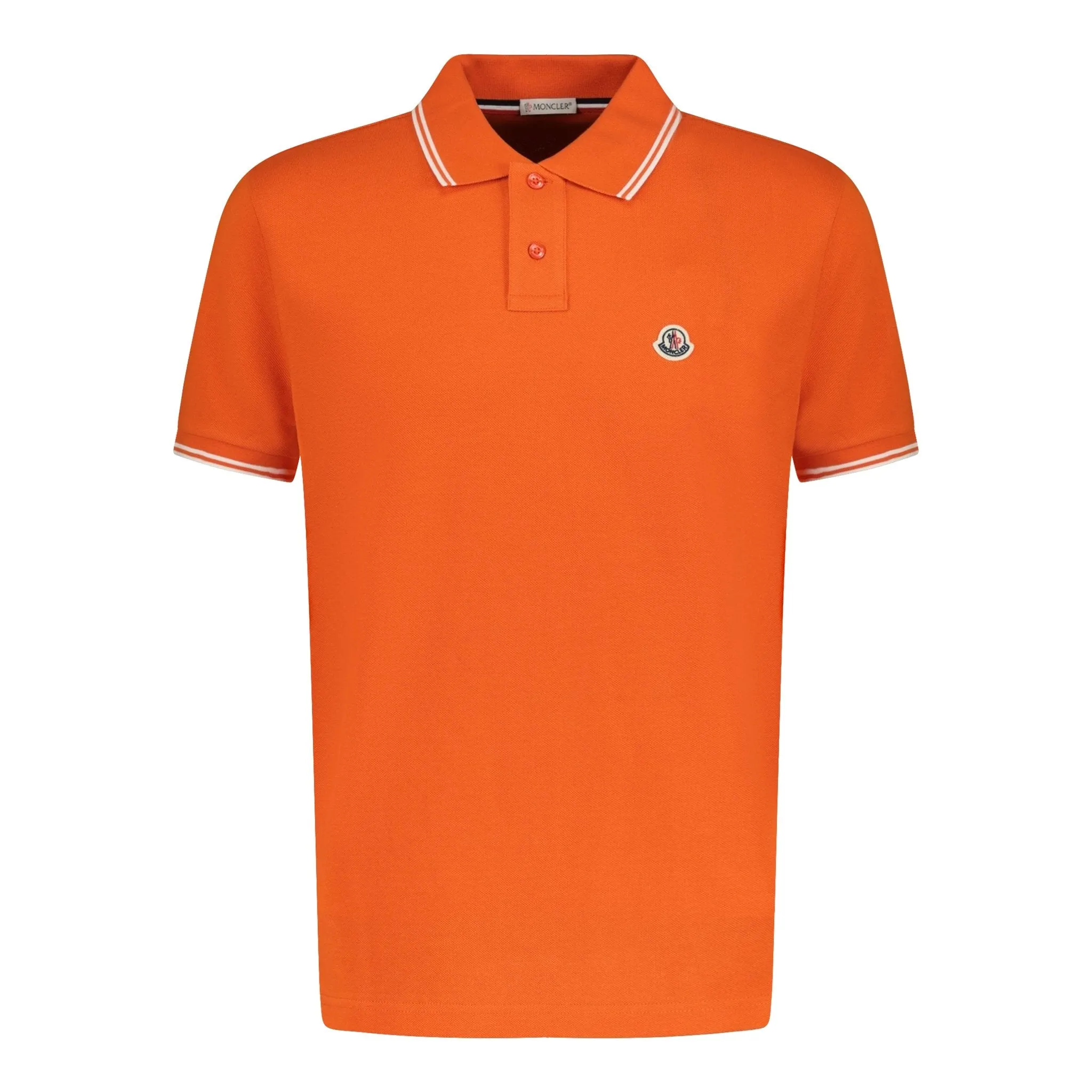 MONCLER Twin Tip Collar Cotton Polo Orange