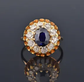 Natural Sapphire 3.10 CTW Diamond Halo Ring