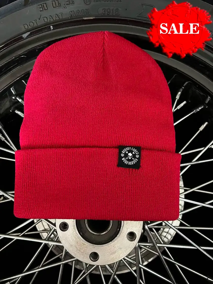 NOBODY CARES RED BEANIE