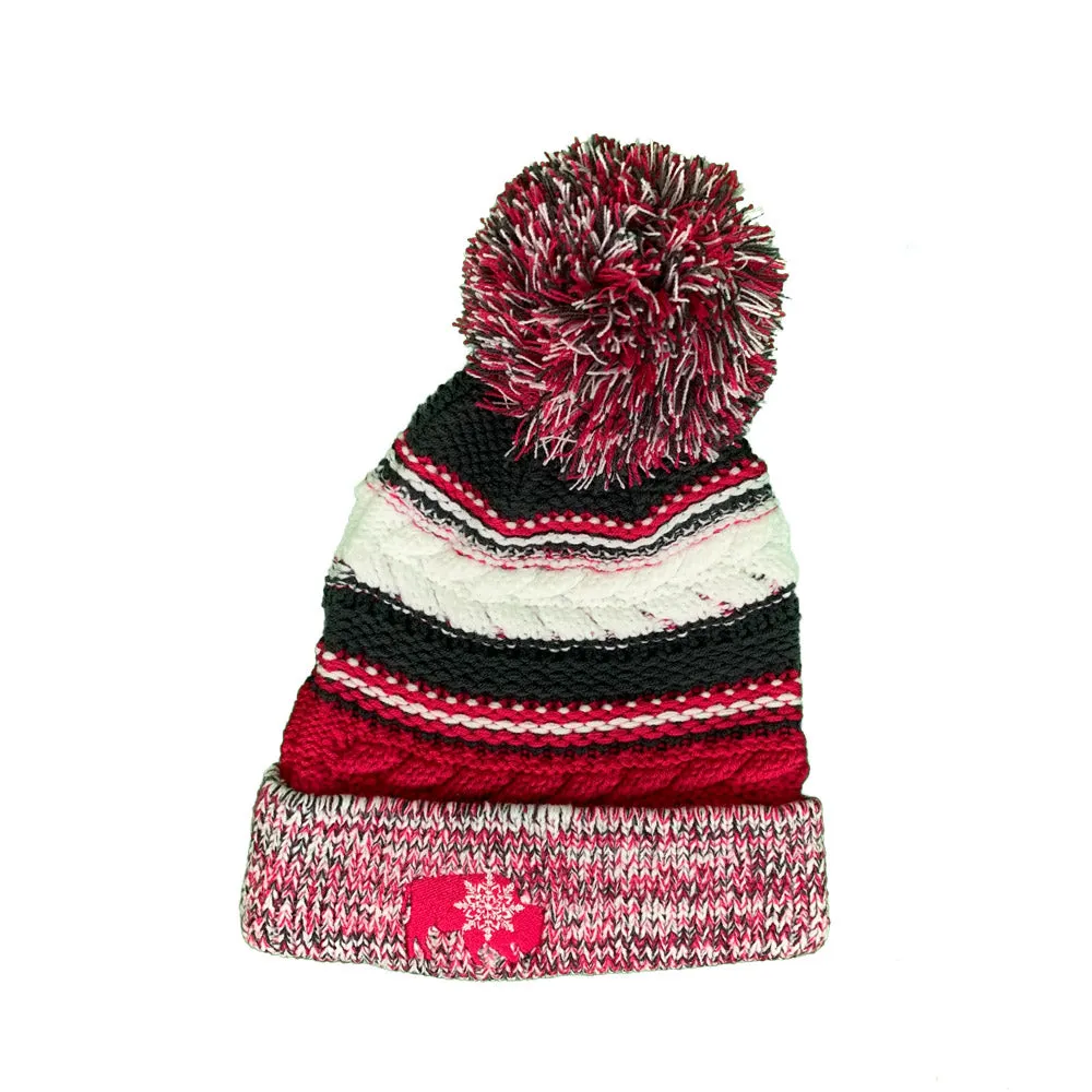 Pink & White Pom Pom Beanie