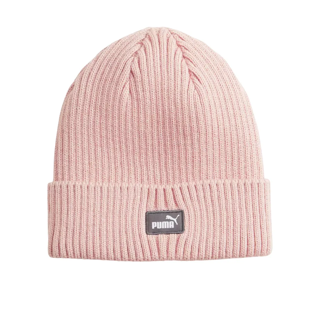 Puma ribbed beanie hat with petch logo 024826-04 pink. One size