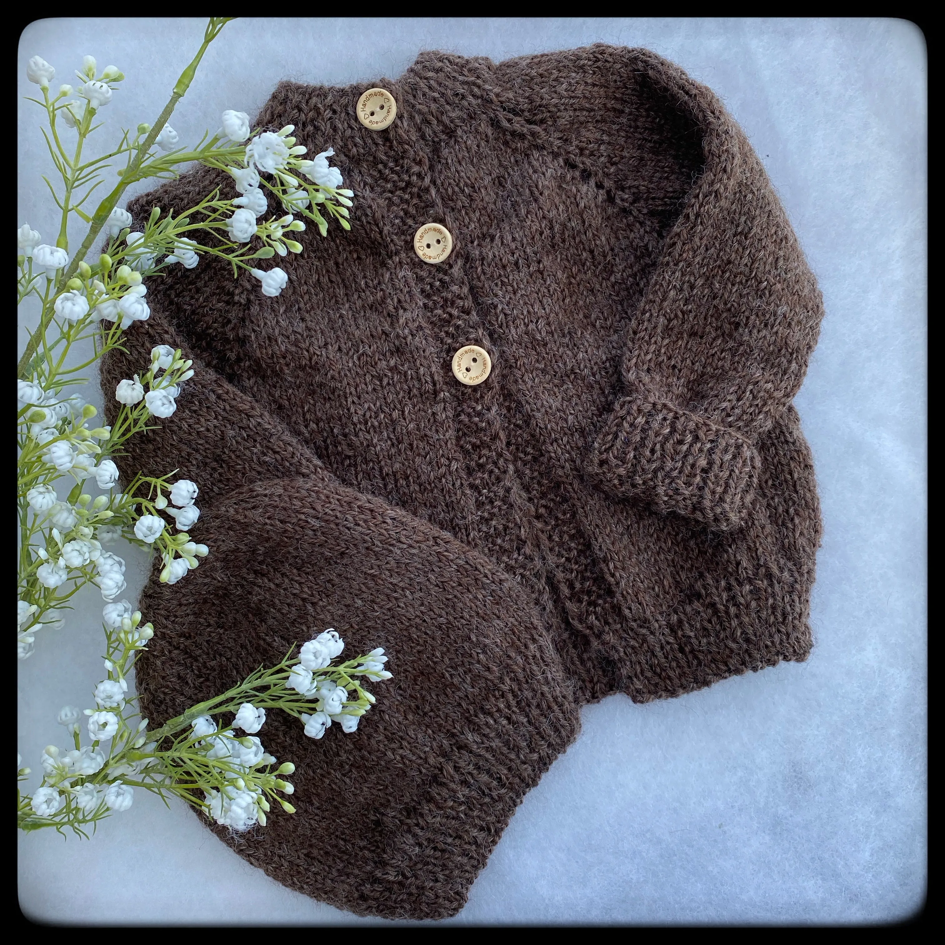 "Riley" baby cardigan and hat