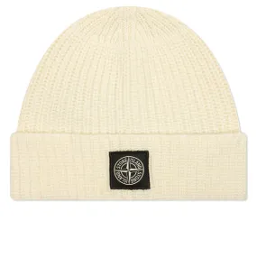 Ribbed Geelong Wool Beanie - Natural White