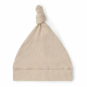 Ribbed Knotted Beanie - Pebble