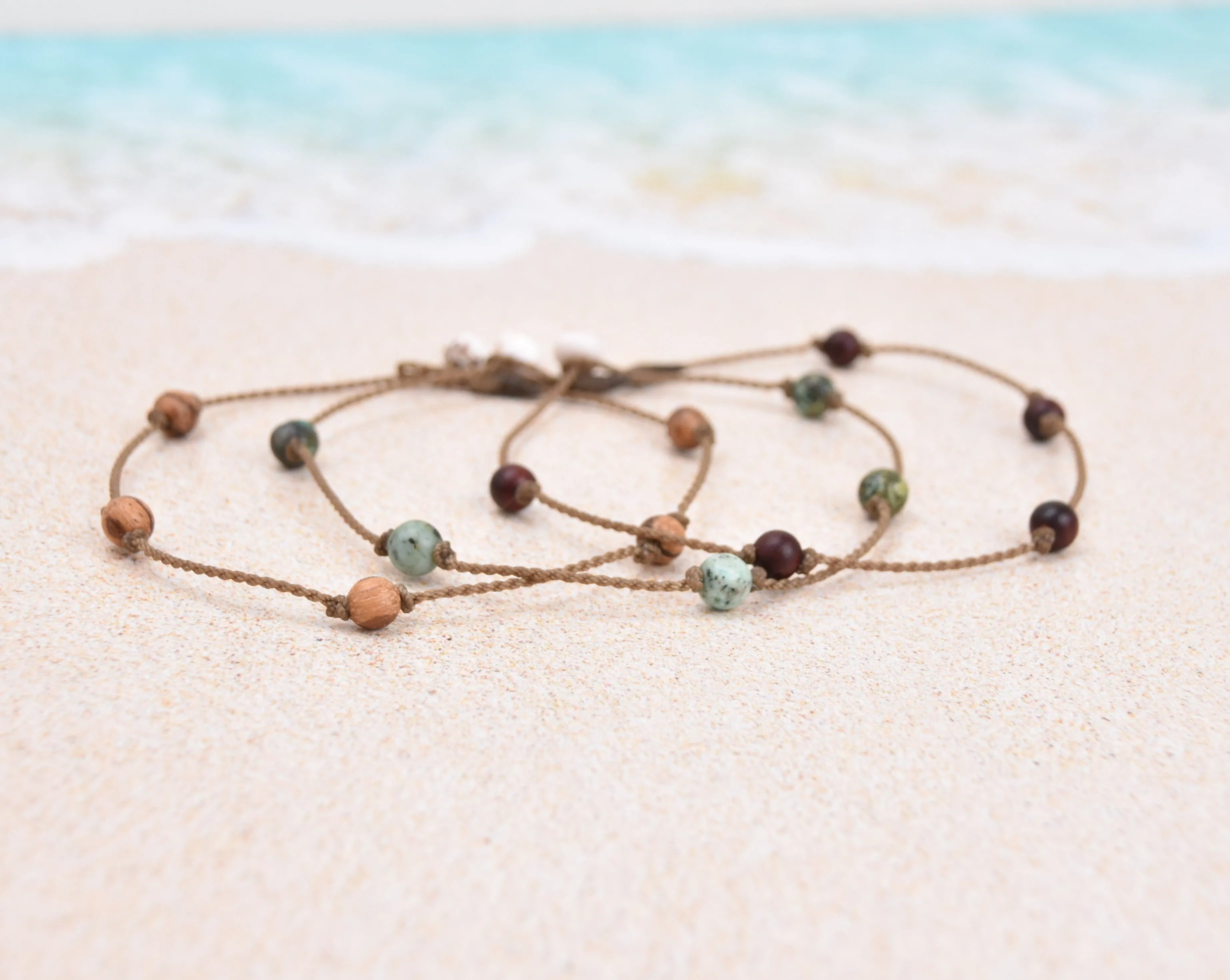 Sandalwood   African Turquoise Princess Anklets