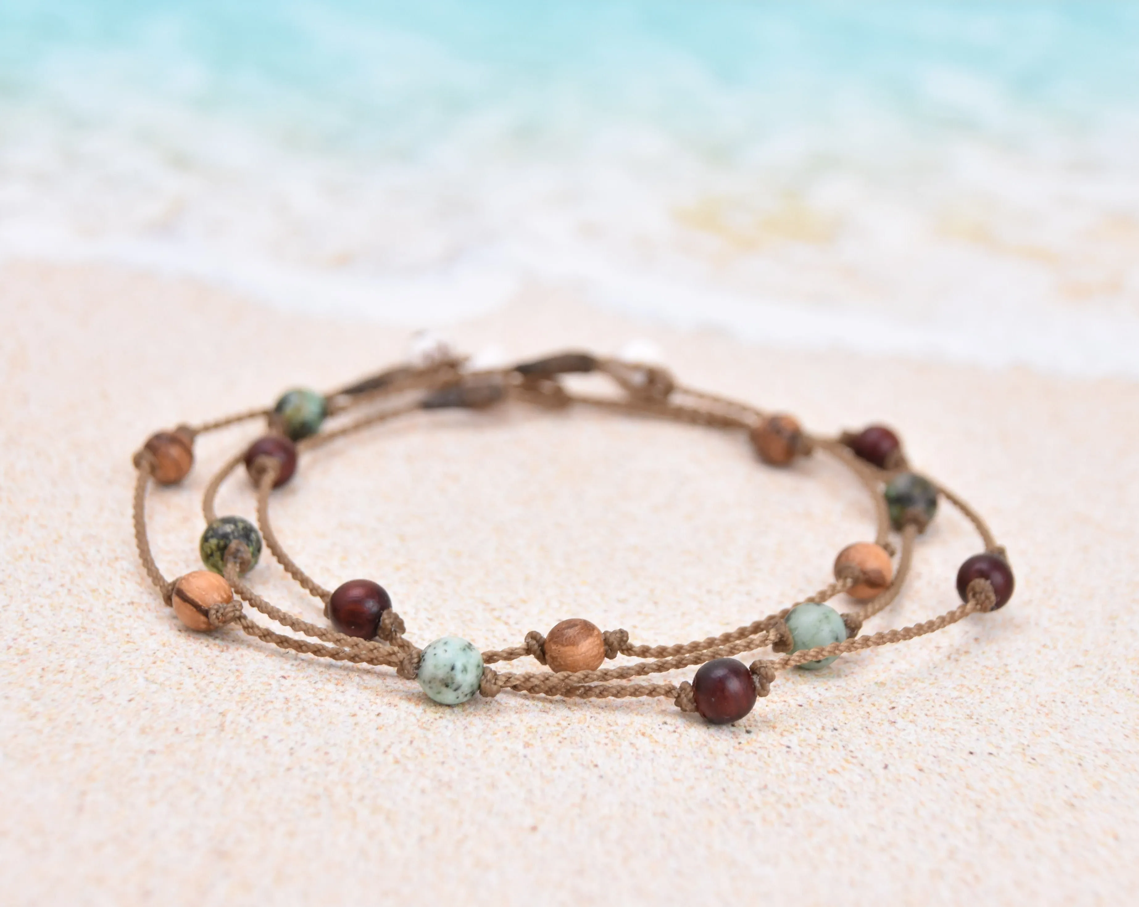 Sandalwood   African Turquoise Princess Anklets