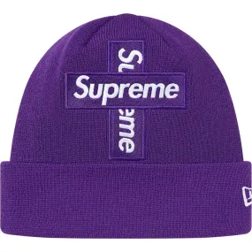 Supreme New Era Cross Box Logo Beanie (Purple)