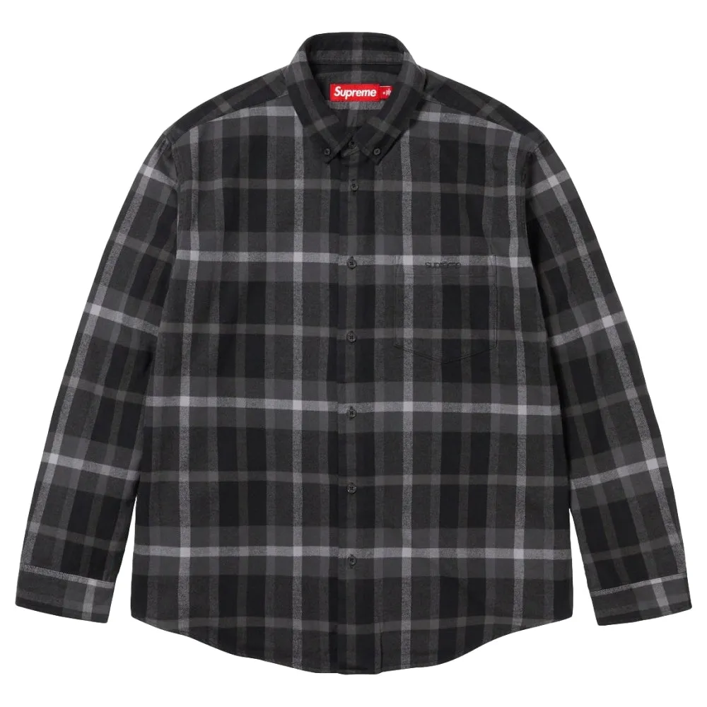 SUPREME PLAID FLANNEL SHIRT-BLACK